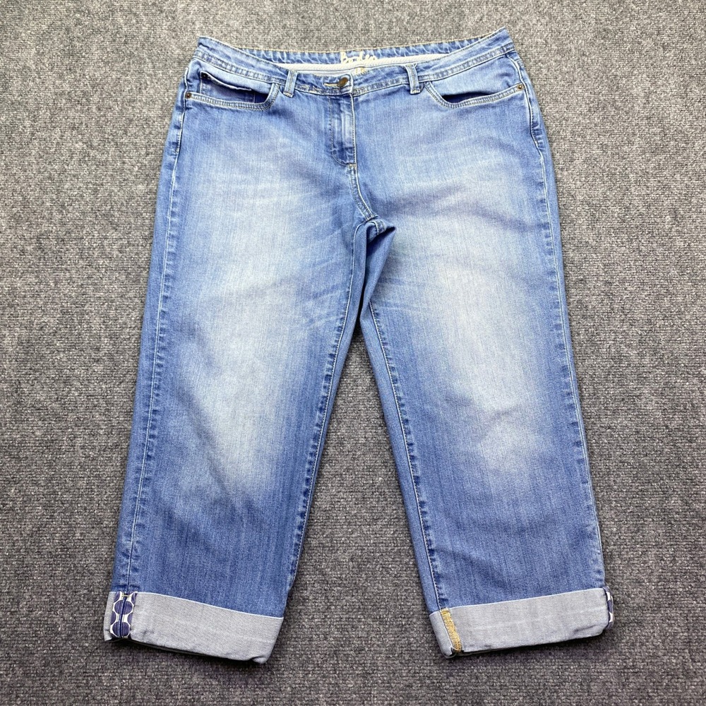 Boden Womens Blue Denim Capri Cropped Cuffed Jeans Medium Wash Size 12R